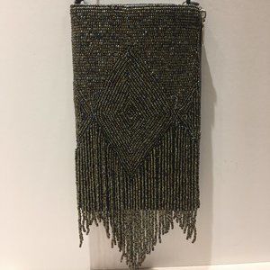 GRAY BEADED PHONE BAG